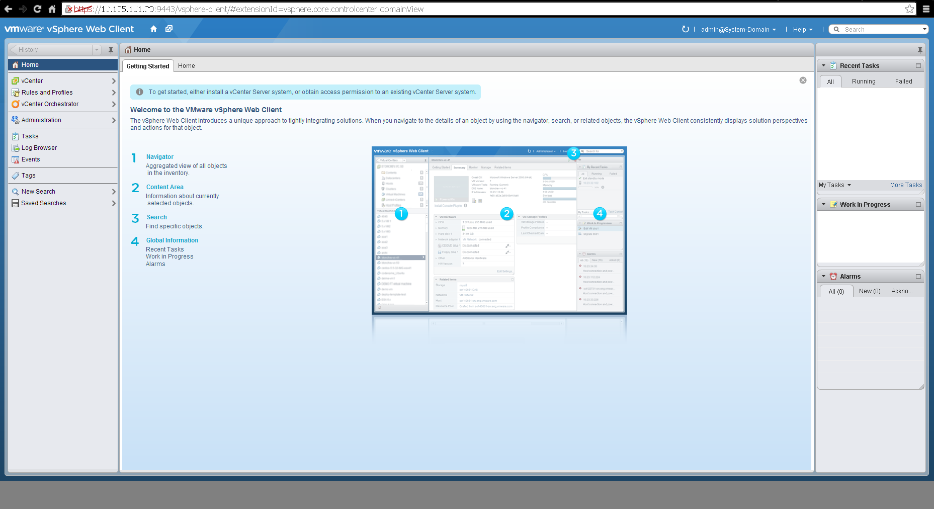 Webclient pages. Браузер VSPHERE.